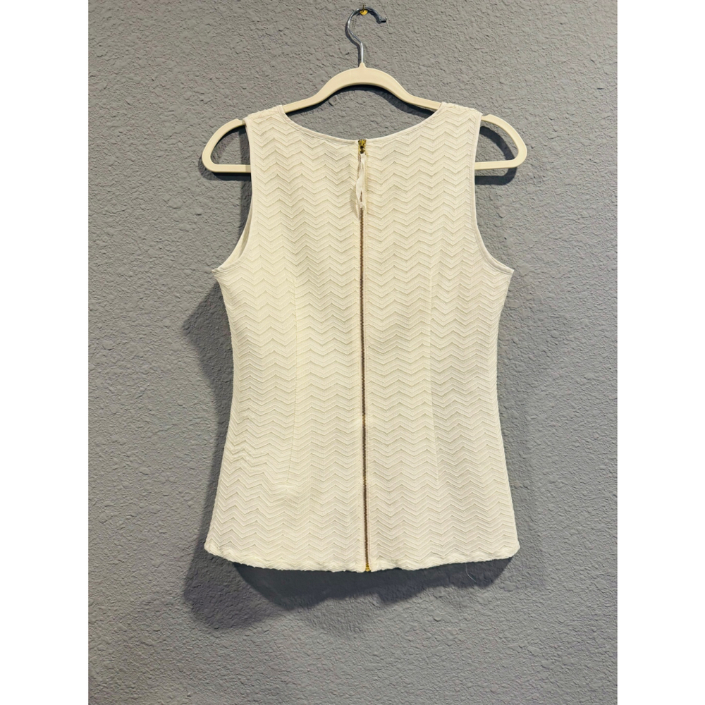 Banana Republic White Zip Back Tank Top Size 8 - Picture 9 of 11